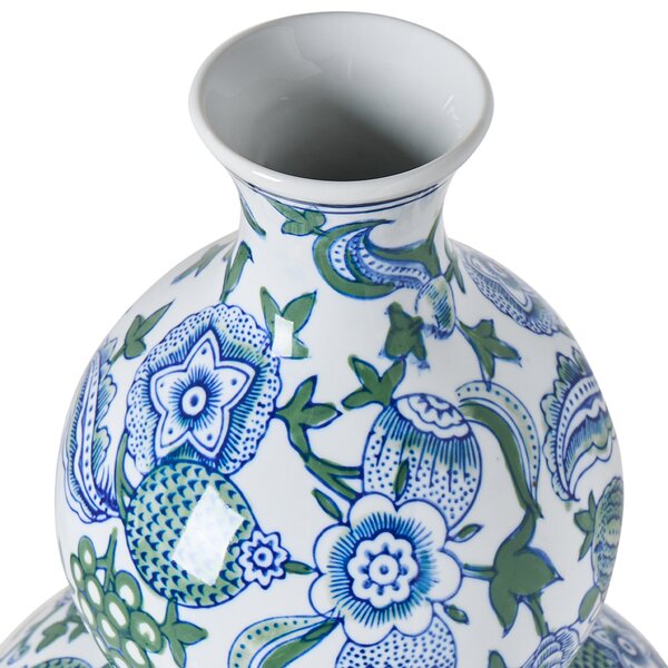 Váza na květiny MOSTOLES Porcelán 45 cm Bílá/Modrá