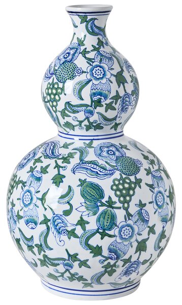 Váza na květiny MOSTOLES Porcelán 45 cm Bílá/Modrá