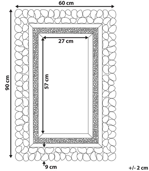 Zrcadlo PABU 60 cm 90 cm Stříbrná