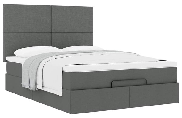 Osmanský rám postele s matrací tmavě šedá 140x190cm textil 3313072