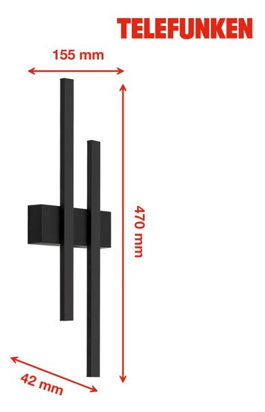 BRILONER TELEFUNKEN LED venkovní svítidlo 47 cm 2x8W 780lm černá TF 313205TF