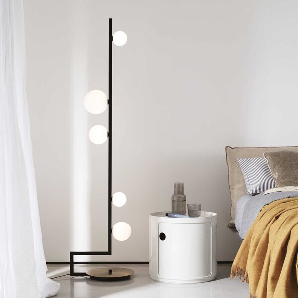 Ideal Lux 273662 stojací svítidlo Birds pt5 5x15W | G9 - kabelový spínač, mosaz, černá, bílá