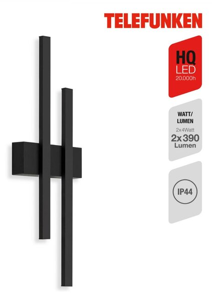BRILONER TELEFUNKEN LED venkovní svítidlo 47 cm 2x8W 780lm černá TF 313205TF