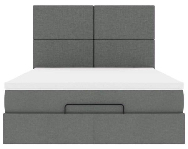 Osmanský rám postele s matrací tmavě šedá 140x190cm textil 3313072