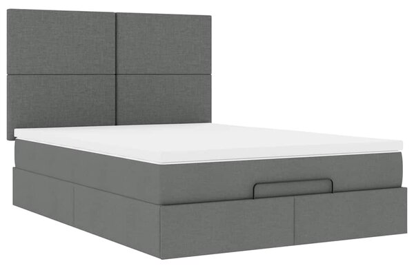 Osmanský rám postele s matrací tmavě šedá 140x190cm textil 3313072