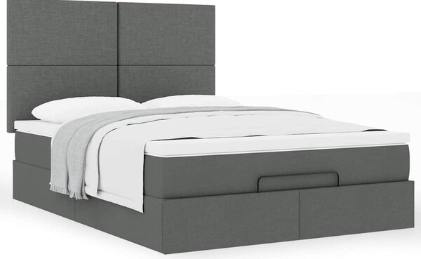 Osmanský rám postele s matrací tmavě šedá 140x190cm textil 3313072
