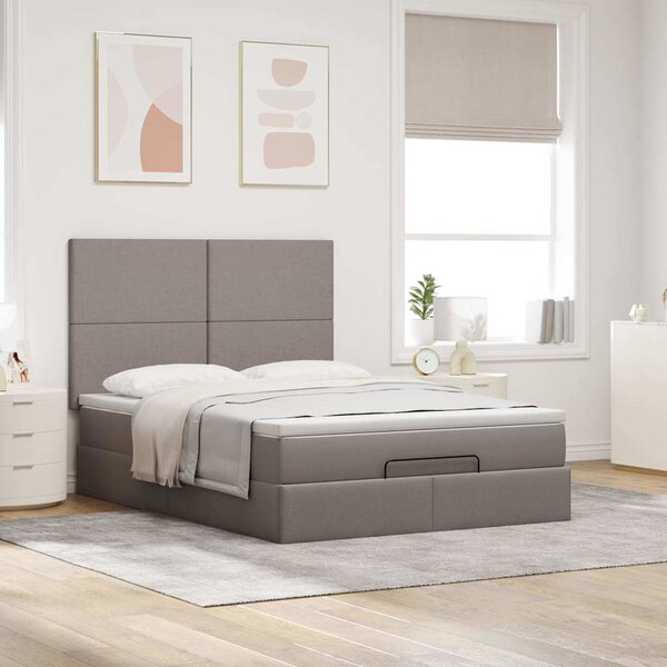 Osmanský rám postele s matrací taupe 140x190cm textil 3313075
