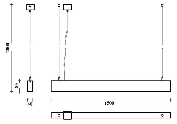 Lucis Izar III LED závěsné svítidlo Černá600mm (20.9W)3000K