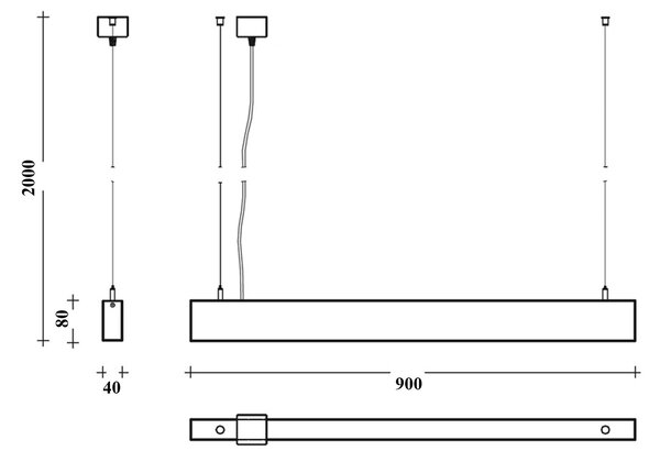 Lucis Izar III LED závěsné svítidlo Černá600mm (20.9W)3000K