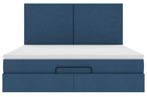 Osmanský rám postele s matrací modrá 160x200cm textil 3313091