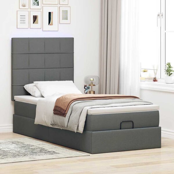 Osmanský rám postele s matrací tmavě šedá 80x200cm textil 3313113