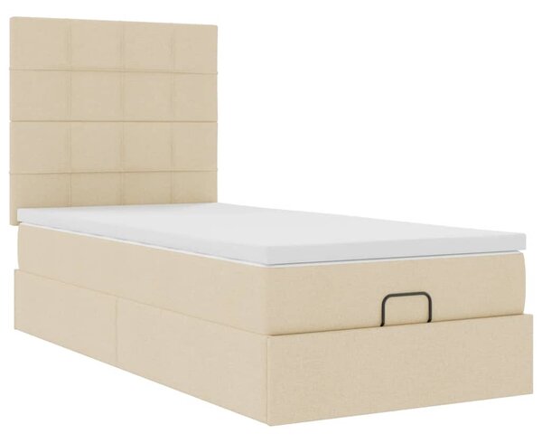 Osmanský rám postele s matrací krémově 80x200cm textil 3313117