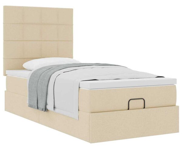 Osmanský rám postele s matrací krémově 80x200cm textil 3313117