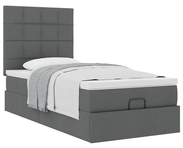 Osmanský rám postele s matrací tmavě šedá 80x200cm textil 3313113