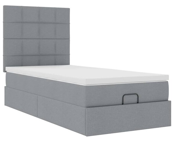 Osmanský rám postele s matrací světle šedá 80x200cm textil 3313112