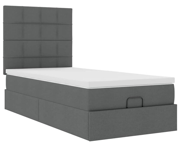 Osmanský rám postele s matrací tmavě šedá 80x200cm textil 3313113