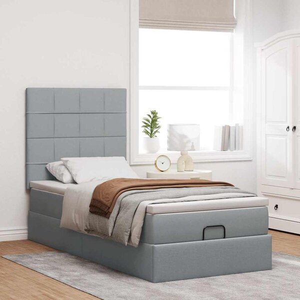Osmanský rám postele s matrací světle šedá 80x200cm textil 3313112