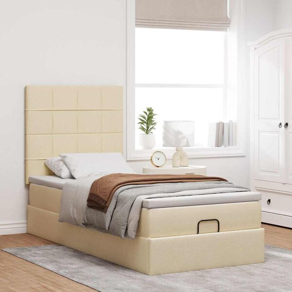 Osmanský rám postele s matrací krémově 80x200cm textil 3313117