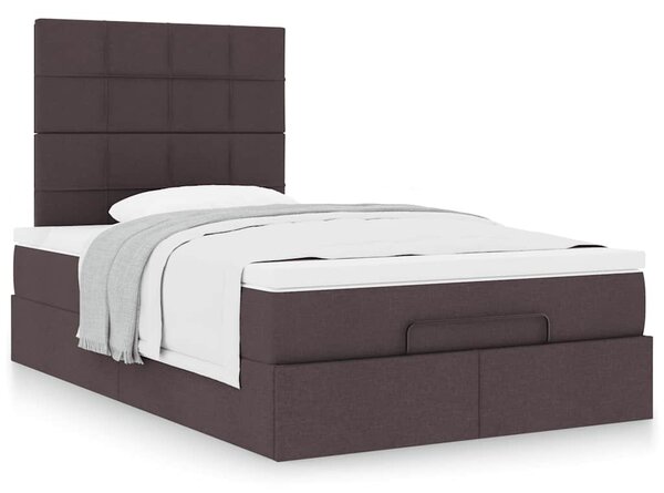 Osmanský rám postele s matrací tmavě hnědá 120x190cm textil 3313143
