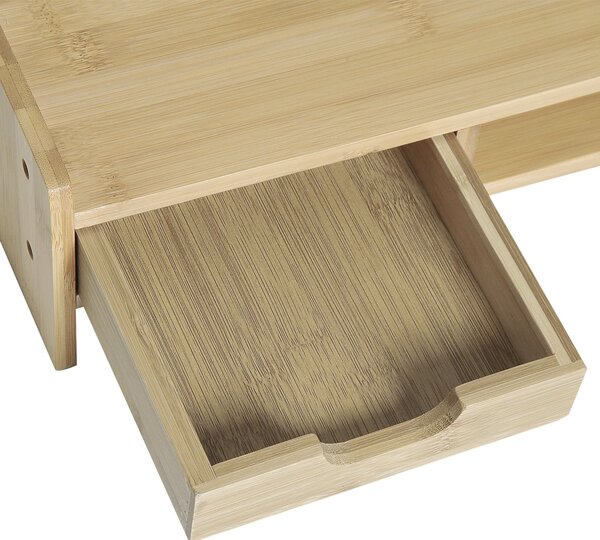 HOMCOM Stojan na monitor z bambusu - Organizér na stůl pro počítačové a přenosné obrazovky 49x25,5x11,5 cm | Aosom