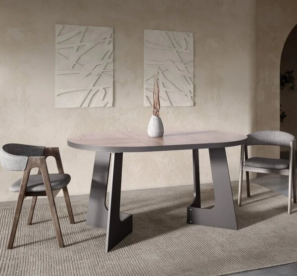 Szynaka Rozkládací jídelní stůl Belagio 110/160 cm černý/dub Halifax