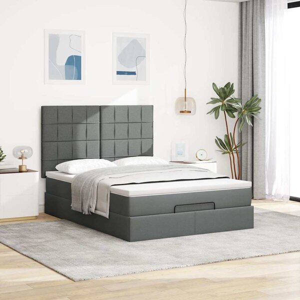 Osmanský rám postele s matrací tmavě šedá 140x200cm textil 3313162