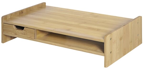 HOMCOM Stojan na monitor z bambusu - Organizér na stůl pro počítačové a přenosné obrazovky 49x25,5x11,5 cm | Aosom