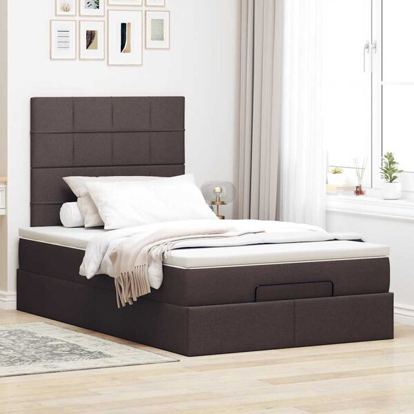 Osmanský rám postele s matrací tmavě šedá 120x200cm textil 3313150