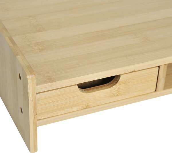 HOMCOM Stojan na monitor z bambusu - Organizér na stůl pro počítačové a přenosné obrazovky 49x25,5x11,5 cm | Aosom