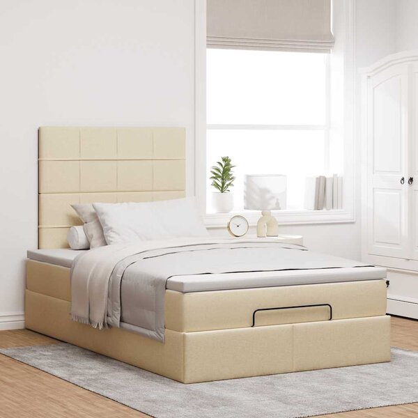 Osmanský rám postele s matrací krémově 120x200cm textil 3314001