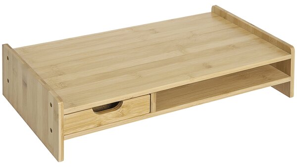 HOMCOM Stojan na monitor z bambusu - Organizér na stůl pro počítačové a přenosné obrazovky 49x25,5x11,5 cm | Aosom