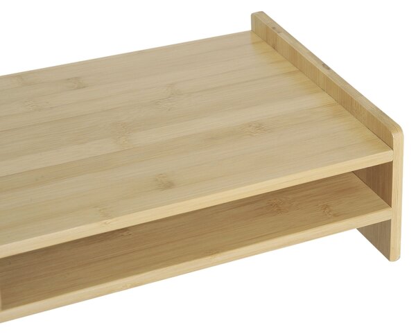 HOMCOM Stojan na monitor z bambusu - Organizér na stůl pro počítačové a přenosné obrazovky 49x25,5x11,5 cm | Aosom
