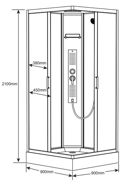 BPS-koupelny Hydromasážní box HYD-S01 90, 90x90