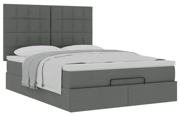 Osmanský rám postele s matrací tmavě šedá 140x200cm textil 3313162
