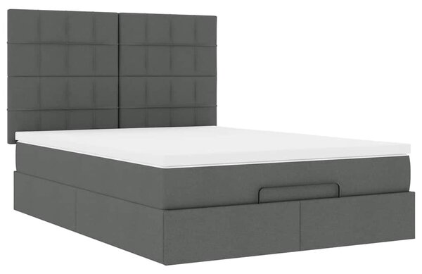 Osmanský rám postele s matrací tmavě šedá 140x200cm textil 3313162
