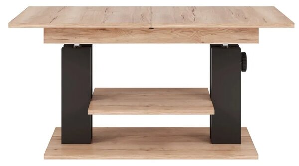 Szynaka Výškově nastavitelný rozkládací konferenční stolek Moduvo 120/170 cm dub Halifax/černý