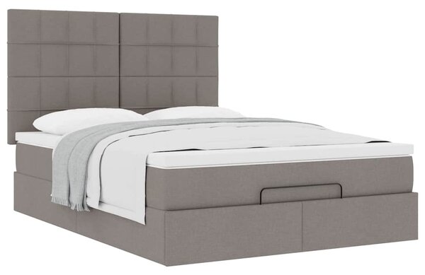 Osmanský rám postele s matrací taupe 140x190cm textil 3313158