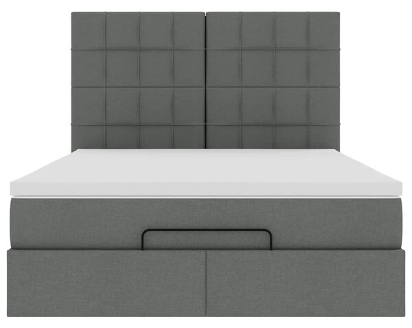Osmanský rám postele s matrací tmavě šedá 140x200cm textil 3313162