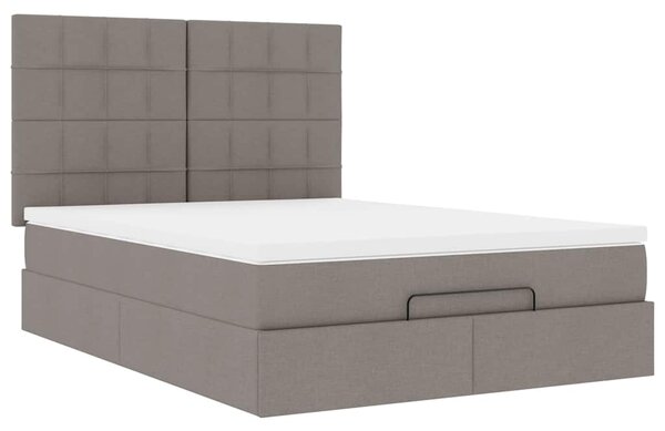 Osmanský rám postele s matrací taupe 140x190cm textil 3313158