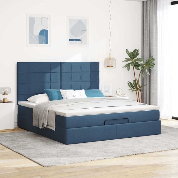 Osmanský rám postele s matrací modrá 160x200cm textil 3313174