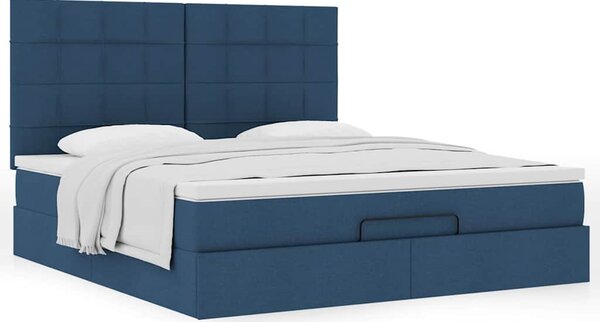 Osmanský rám postele s matrací modrá 160x200cm textil 3313174