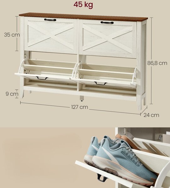 SONGMICS Botník Trina 127 cm krémový/hnědý