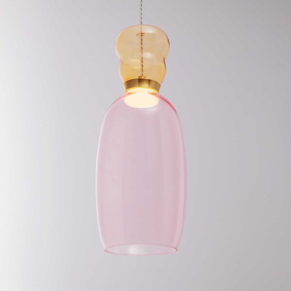 Nova Luce Pluma LED skleněné závěsné svítidlo Růžová