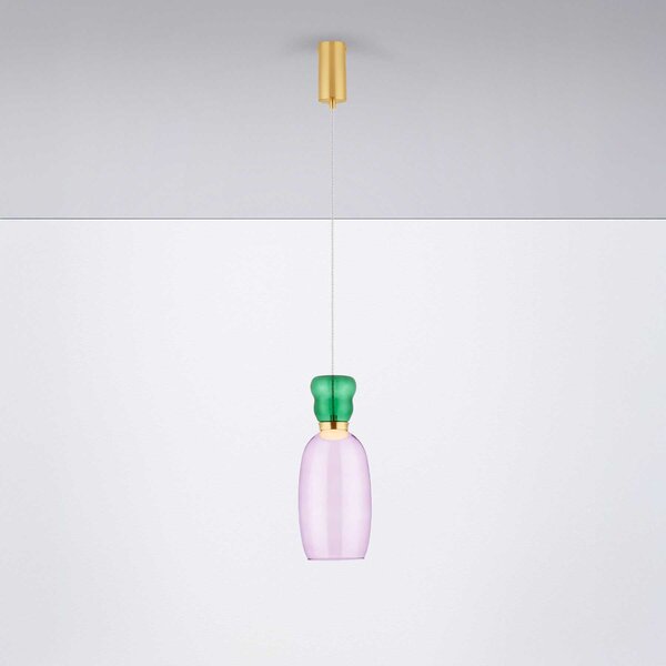 Nova Luce Pluma LED skleněné závěsné svítidlo Růžová