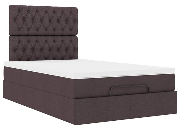 Osmanský rám postele s matrací tmavě hnědá 120x190cm textil 3313226