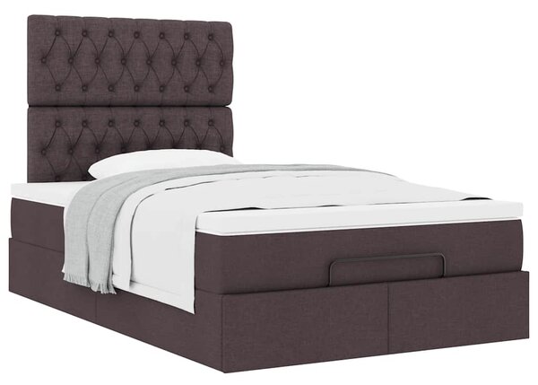 Osmanský rám postele s matrací tmavě hnědá 120x190cm textil 3313226