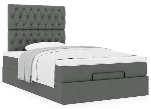 Osmanský rám postele s matrací tmavě šedá 120x190 cm textil 3313224