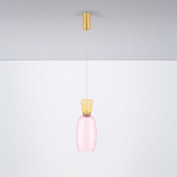 Nova Luce Pluma LED skleněné závěsné svítidlo Růžová