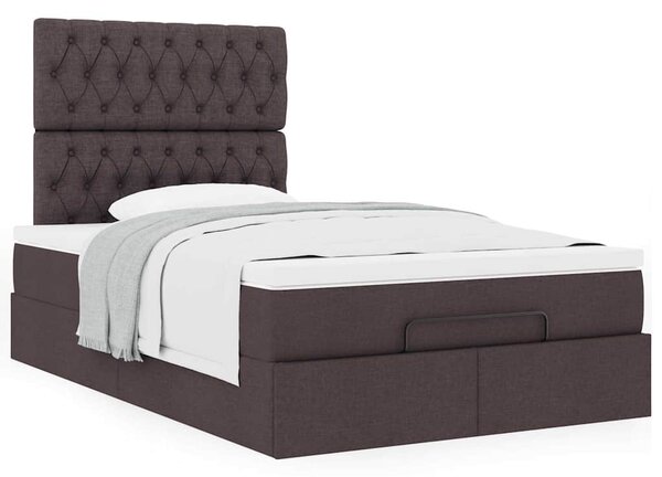 Osmanský rám postele s matrací tmavě hnědá 120x190cm textil 3313226