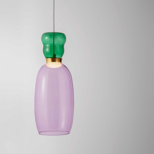 Nova Luce Pluma LED skleněné závěsné svítidlo Růžová